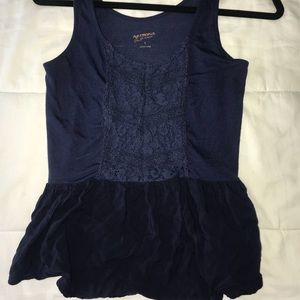 Navy blue laced tank top